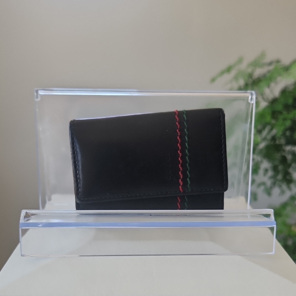 Gucci Leather Wallet Red Green Accents